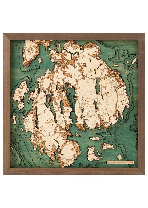 Mount Desert Island 3d Wall Map 35cmx35cm