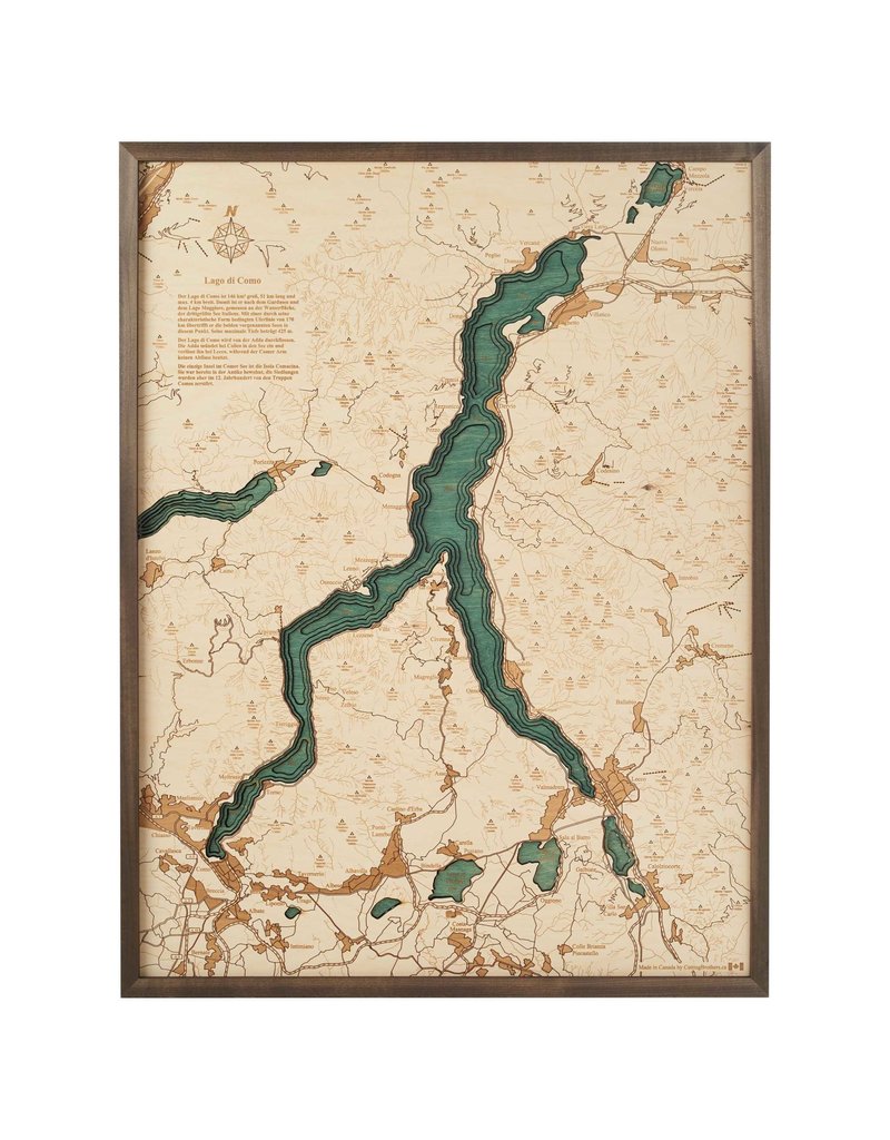 Lake Como 3d Wall Map 81cmx61cm