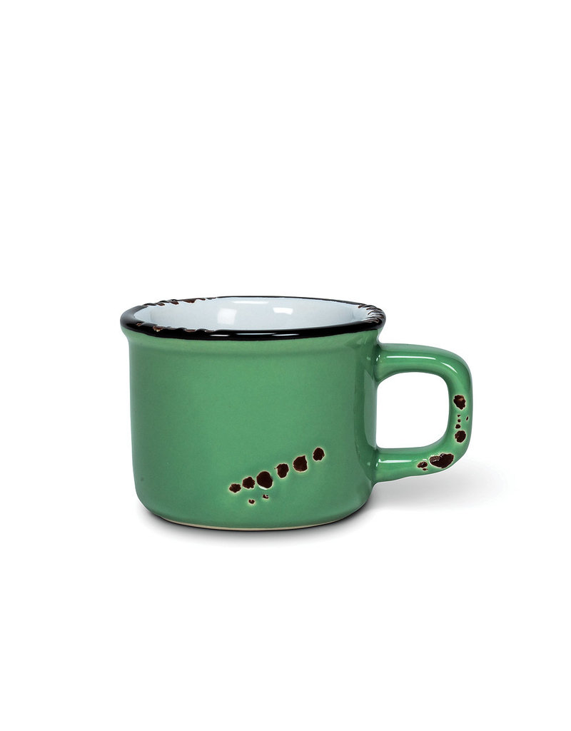 Enamel Look Stoneware Espresso Mug in Forest