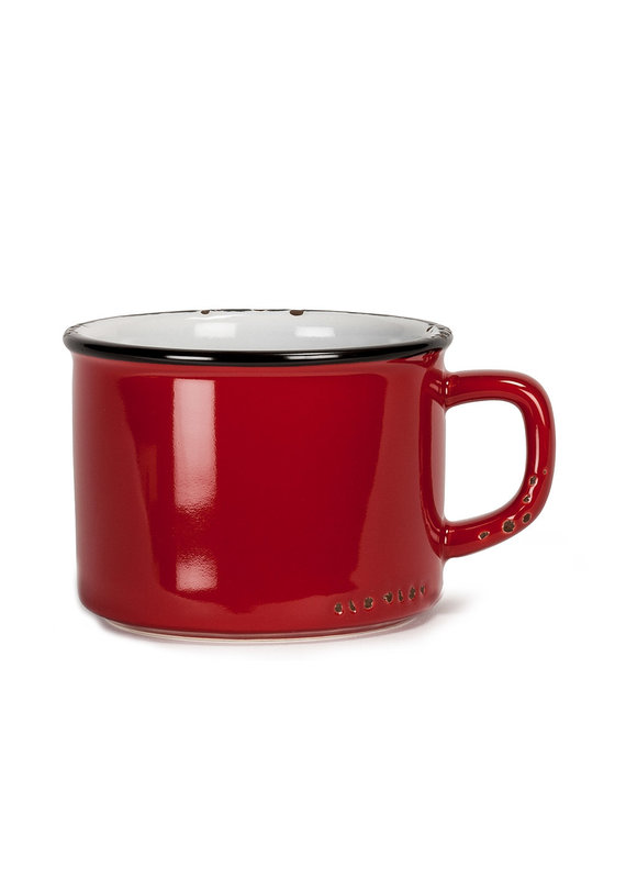 Stoneware Enamel Look Cappuccino Mug - Red