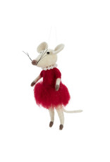 Merino Wool Mouse in Red Dress Ornament