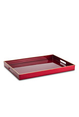 Cranberry Rectangular Tray with Gold Rim