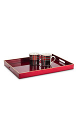 Cranberry Rectangular Tray with Gold Rim