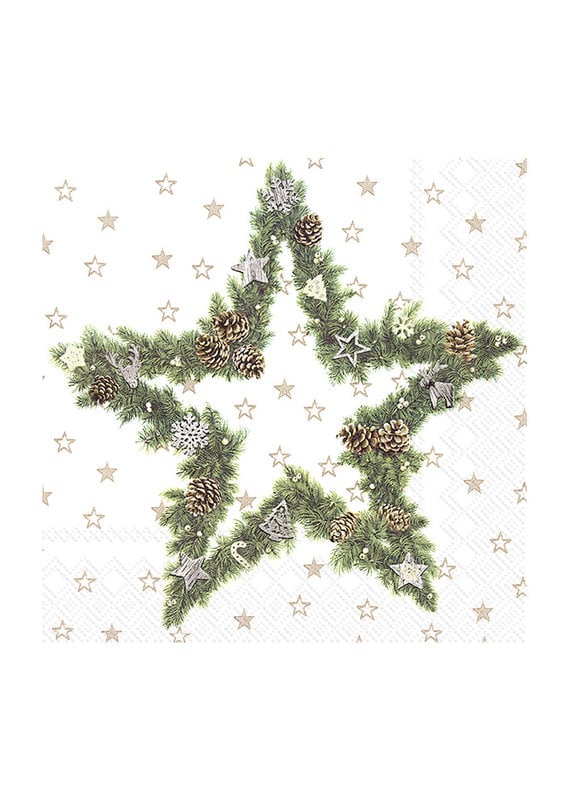 Small Fir Tree Star Cocktail Napkin Package of 20