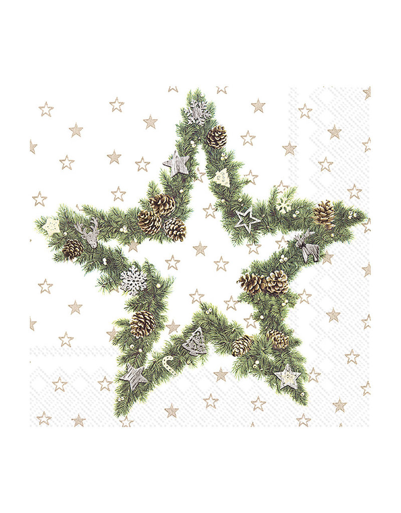 Small Fir Tree Star Cocktail Napkin Package of 20