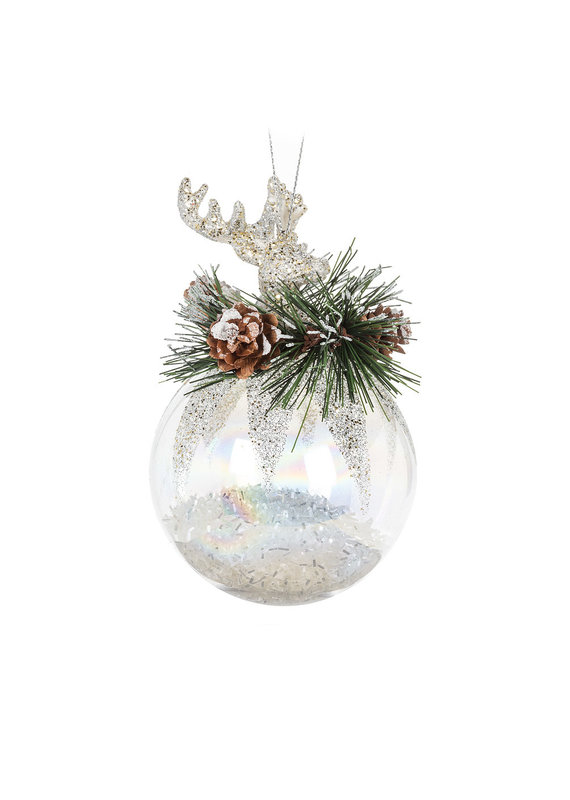 Stag Topped Glass Ornament