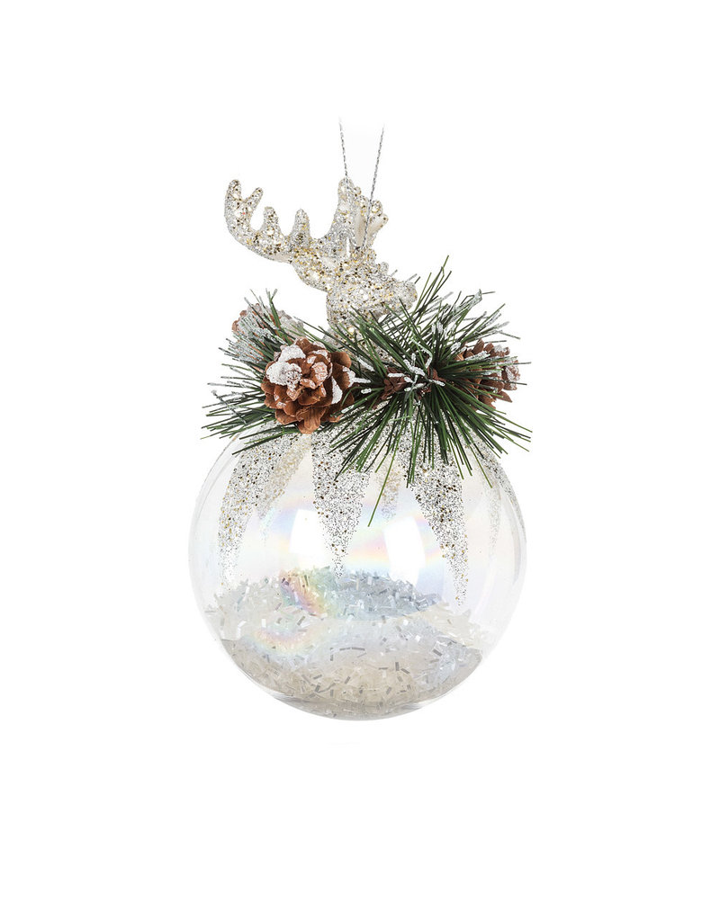 Stag Topped Glass Ornament