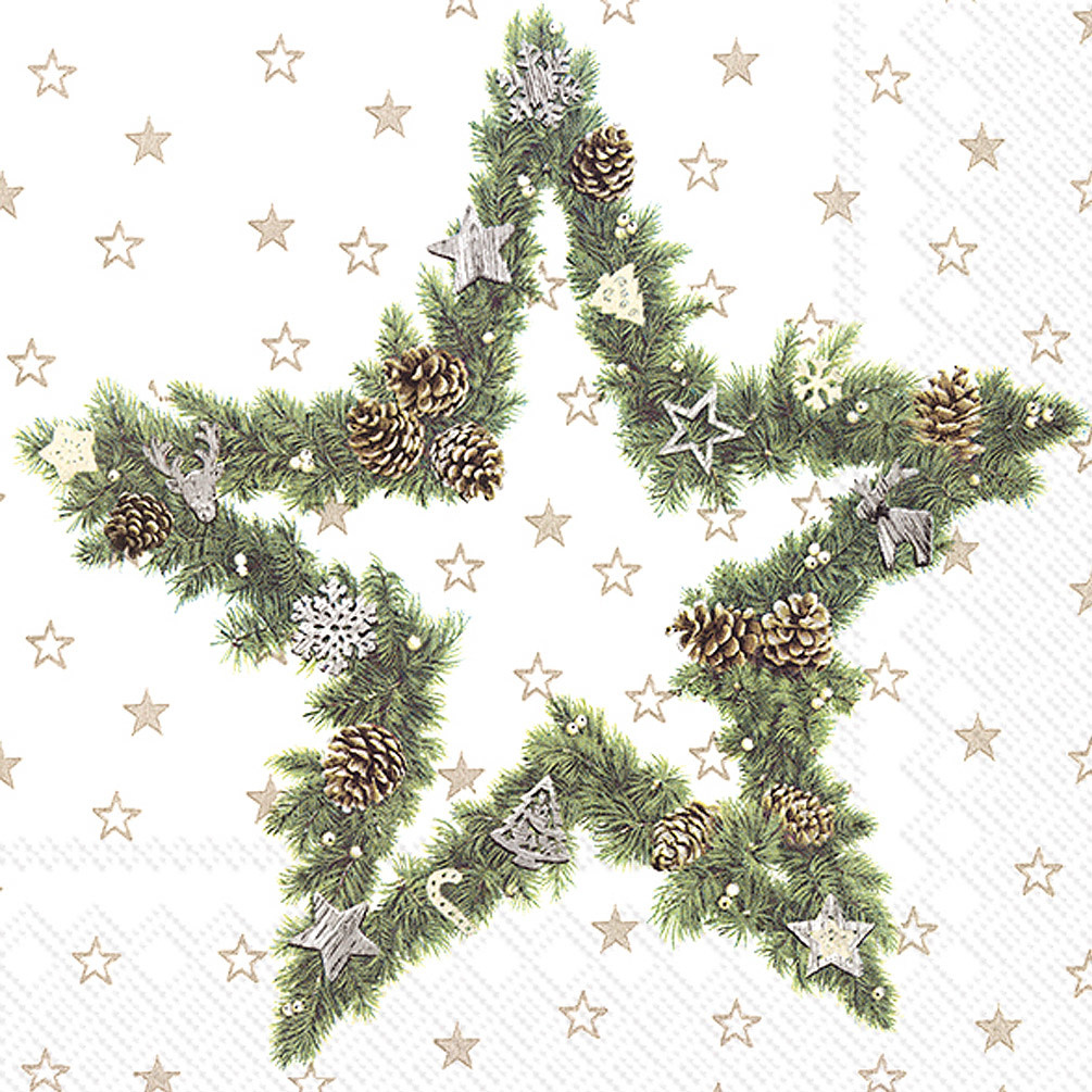 Fir Tree Star Luncheon Napkin | Package of 20 Pack - DeFerrari Home ...