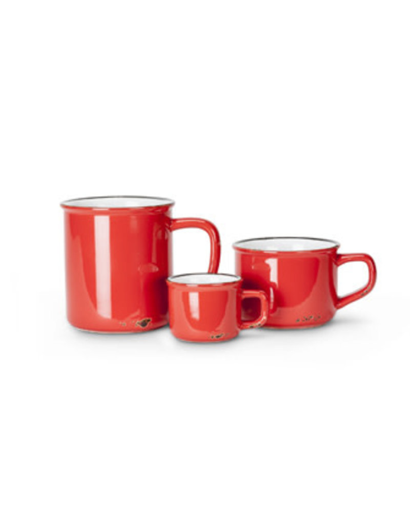 Stoneware Enamel Look Espresso Mug - Red