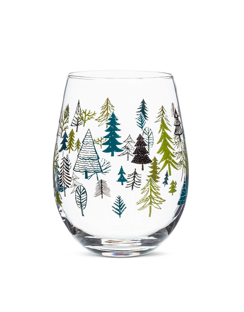 Allover Trees Stemless Wine Glass