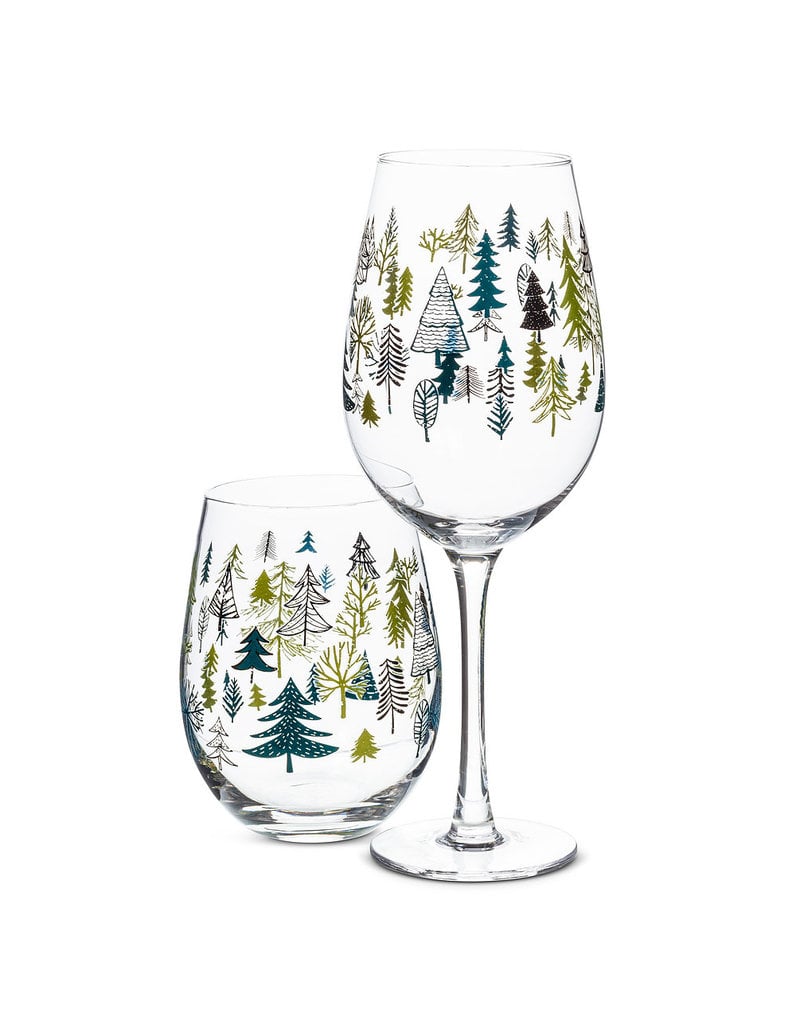 Allover Trees Stemless Wine Glass