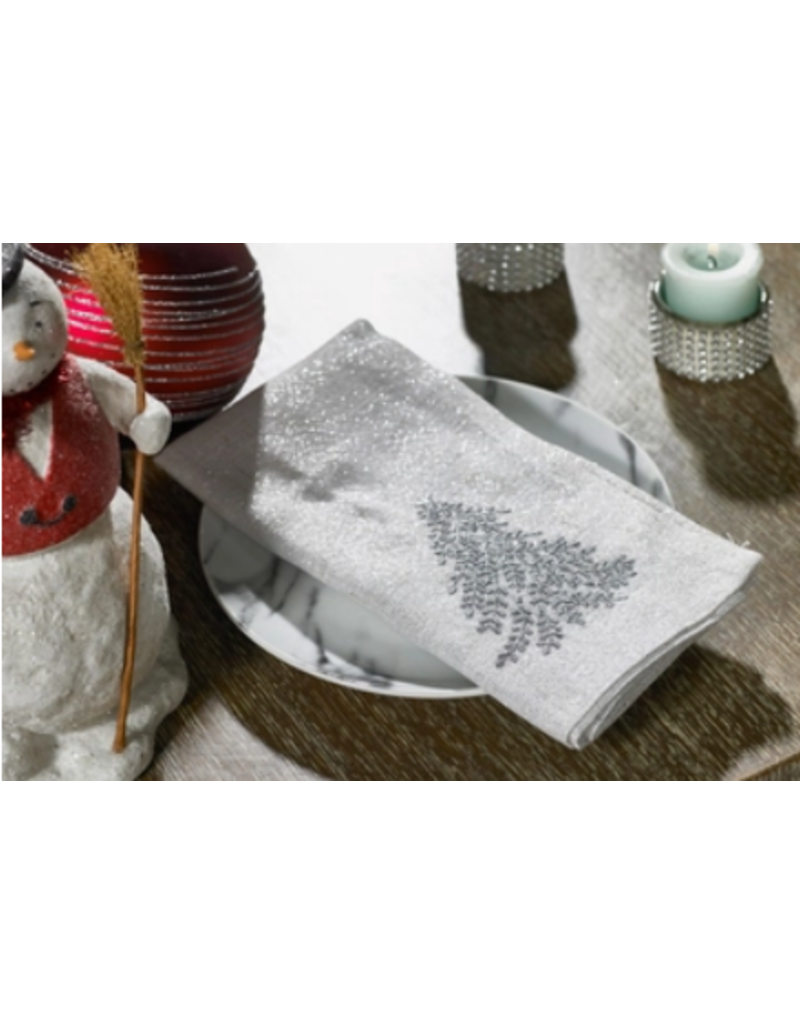 Holiday Tree Silver Shimmer Napkin Set of 4
