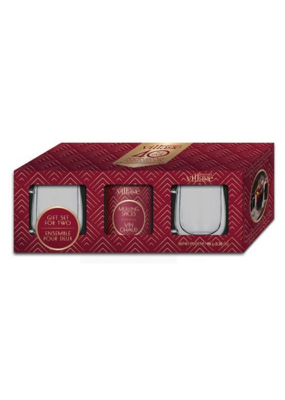 Gourmet du Village Gift Set For Two 40th Mulling Spice and Glass Mug Set