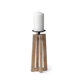 Mercana Astra Large Light Brown Wood Pedestal Base Table Candle Holder