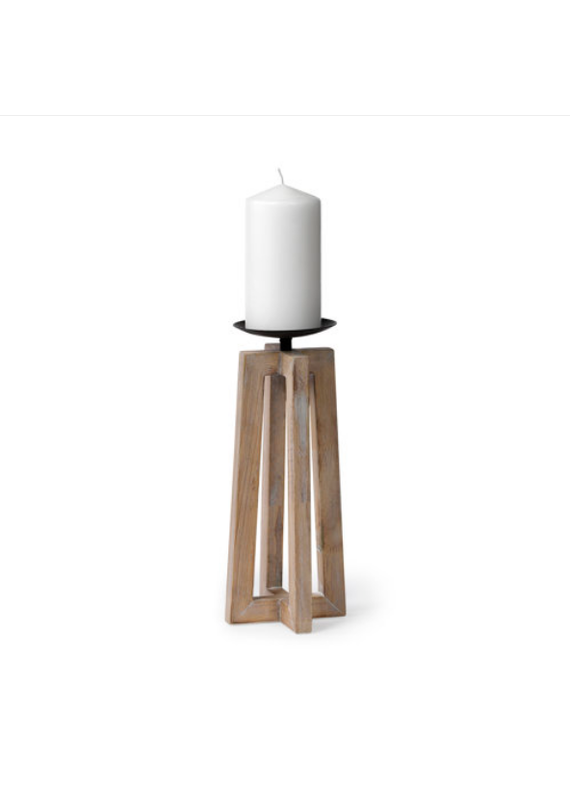 Mercana Astra Large Light Brown Wood Pedestal Base Table Candle Holder