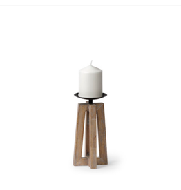 Mercana Astra Small Light Brown Wood Pedestal Base Table Candle Holder