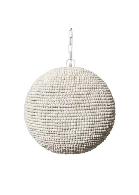 Mercana Theta White-Washed Wood Beaded Pendant Light