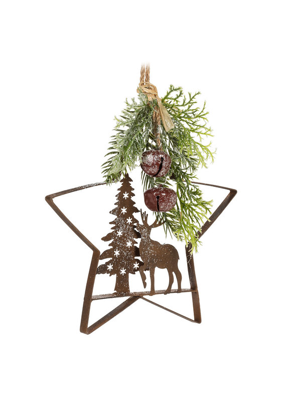 Star & Deer Metal Outline Ornament