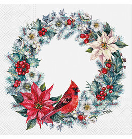 Cardinal Wreath Luncheon Napkin | Package of 20