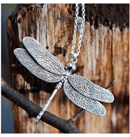 Silver Dragonfly Necklace | 28"
