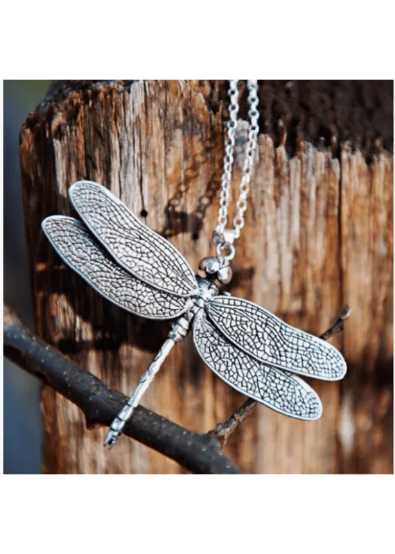 Justine Brooks Silver Dragonfly Necklace | 28"