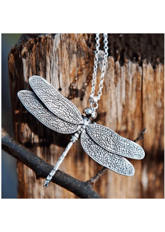 Silver Dragonfly Necklace | 28"