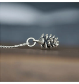 Tiny Pine cone Charm Sterling Silver Necklace 16" | Justine Brooks