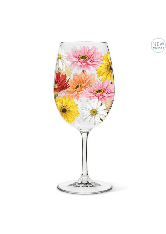 Abbott Collection Gerbera Daisy Wine Glass