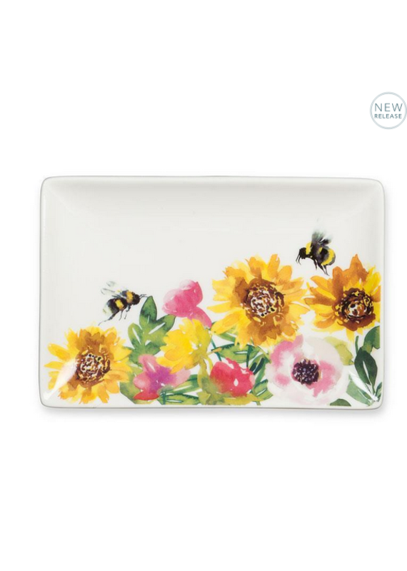 Sunflowers & Bees Small Rectangle Plate