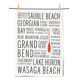 Abbott Collection Lake Huron Names Tea Towel