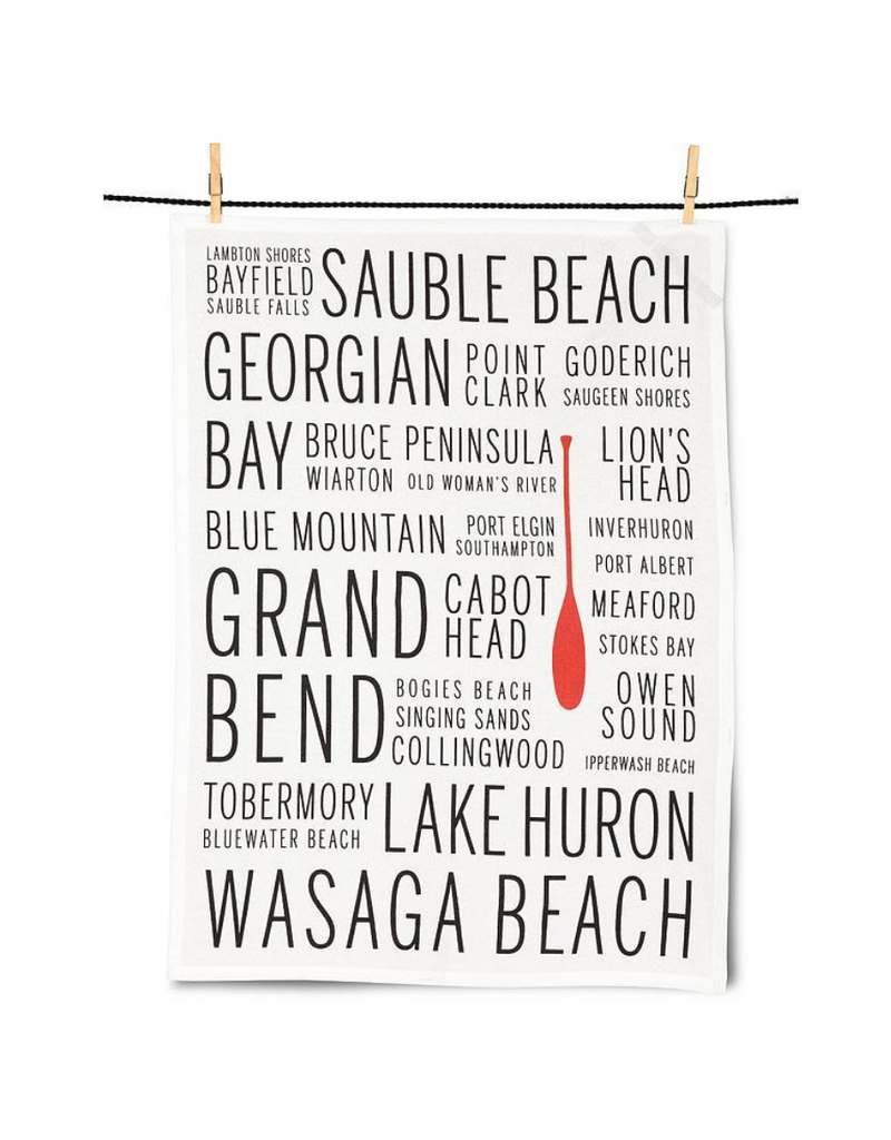 Abbott Collection Lake Huron Names Tea Towel