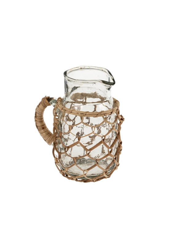 Indaba Trading Co. Cane Weave Small Glass Carafe