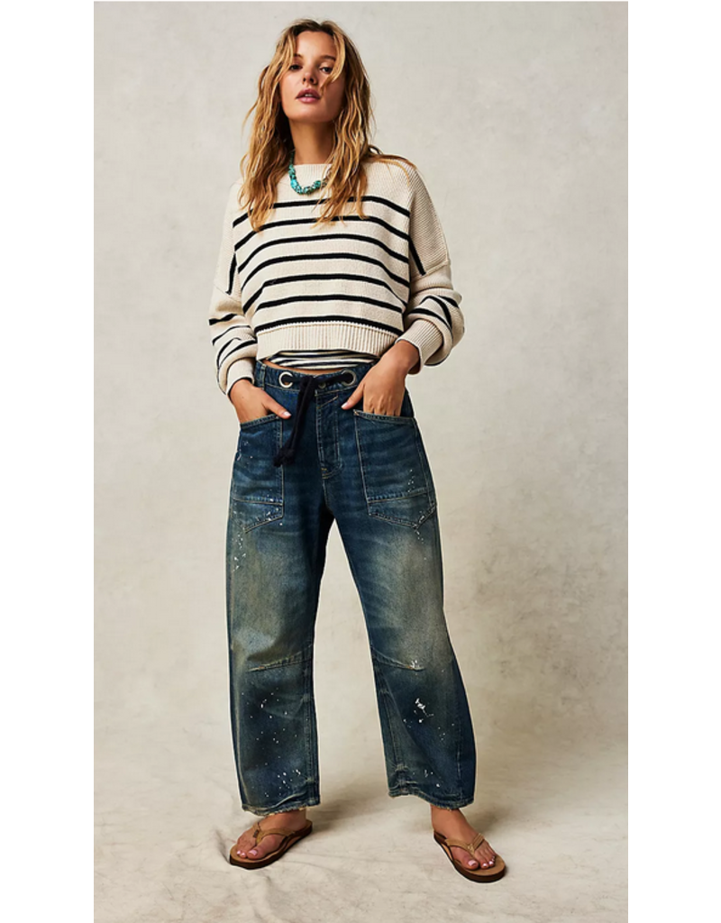 Free People Moxie Low Rise Pull-On Barrel Jeans