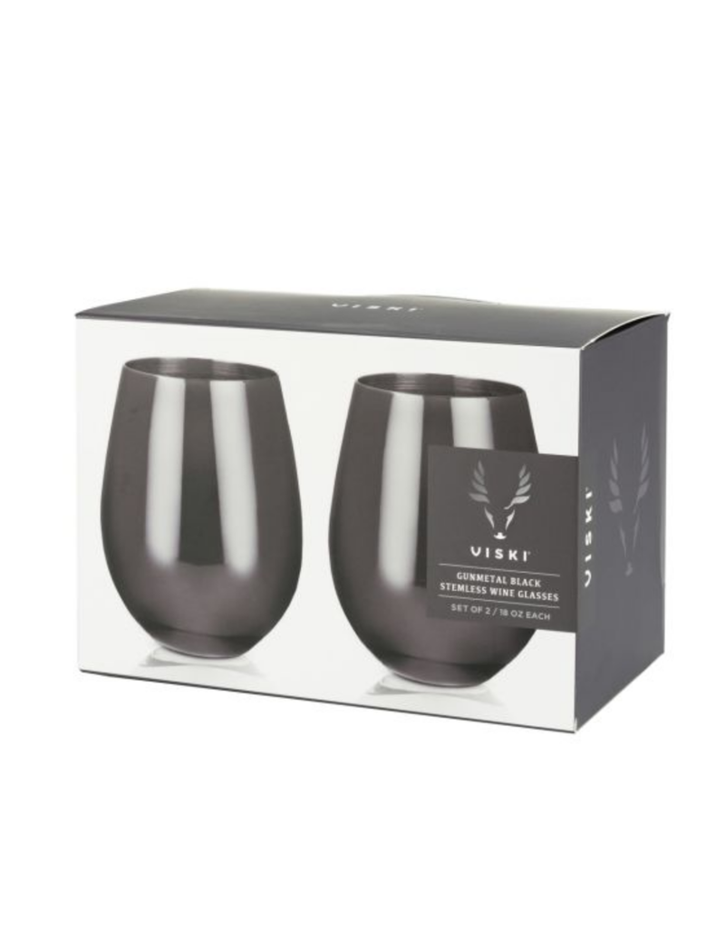 Gunmetal Stemless Wine Glasses by Viski® | Set of 2