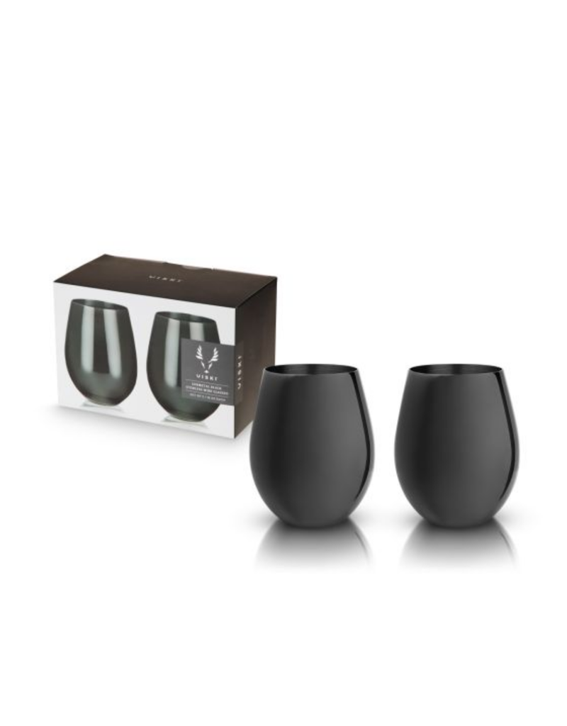 Gunmetal Stemless Wine Glasses by Viski® | Set of 2