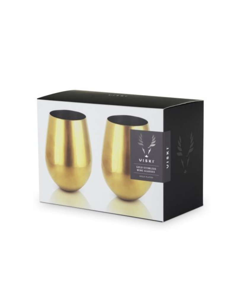 Design Home Gold Stemless Wine Glasses by Viski® | Set of 2
