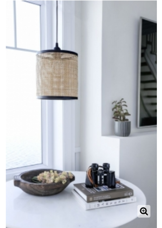 Rattan and Metal Hanging Rattan Lamp