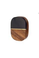 Oval Wood & Black Resin Knob