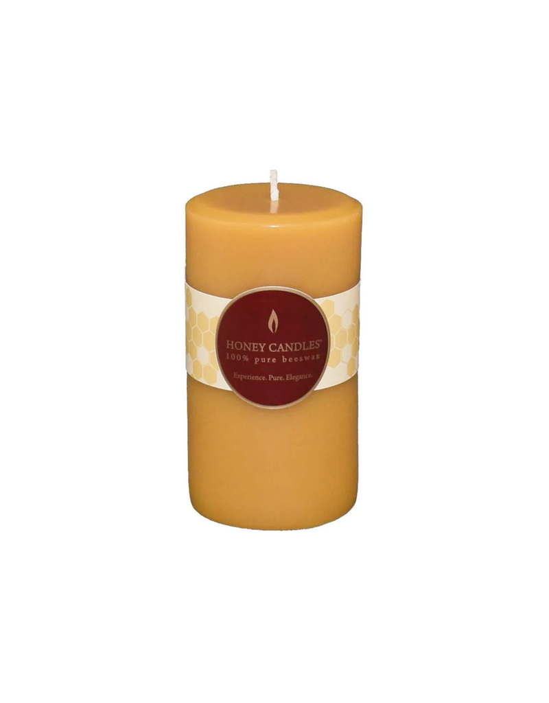 Honeybee Candles 3" Round Natural Beeswax Pillar Candle | 5" high