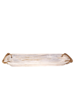 White Washed Oval Wooden Tray | 28.5"