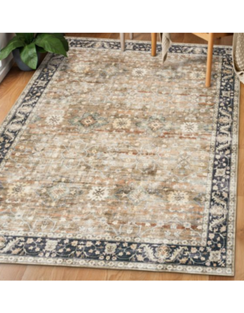 Vintage Distressed Beige, Tan, Brown | Washable Rug