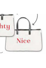 Naughty or Nice Tote with Leather Handles