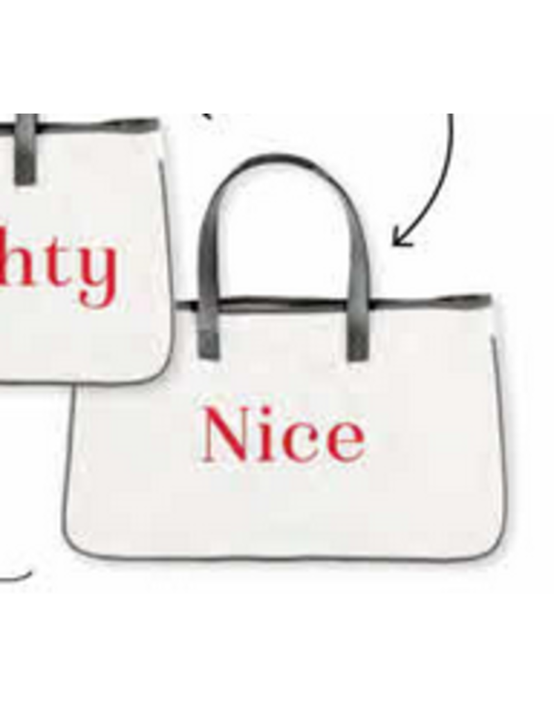 Naughty or Nice Tote with Leather Handles