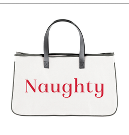Naughty or Nice Tote with Leather Handles