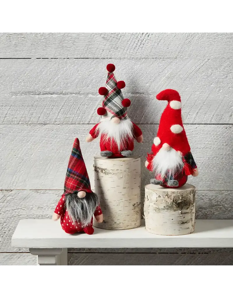Mud Pie Small Red Plaid Hat Christmas Decorative Gnome