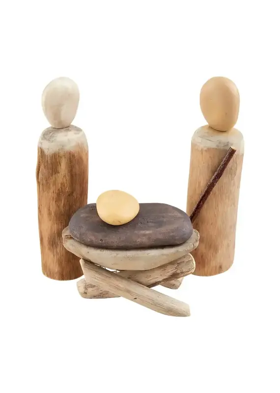 Mud Pie Wood And Stone Nativity Set