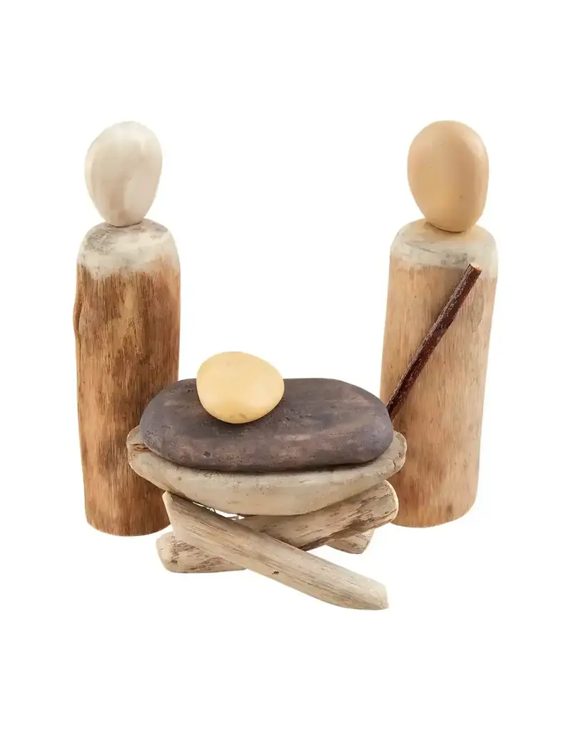 Mud Pie Wood And Stone Nativity Set