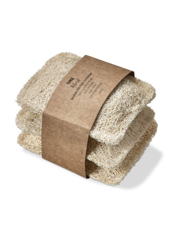 Set of 3 Natural Loofah Kitchen Scrubbers