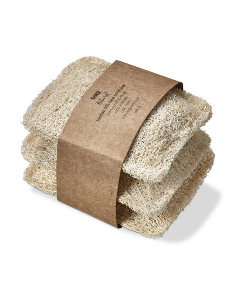 Set of 3 Natural Loofah Kitchen Scrubbers