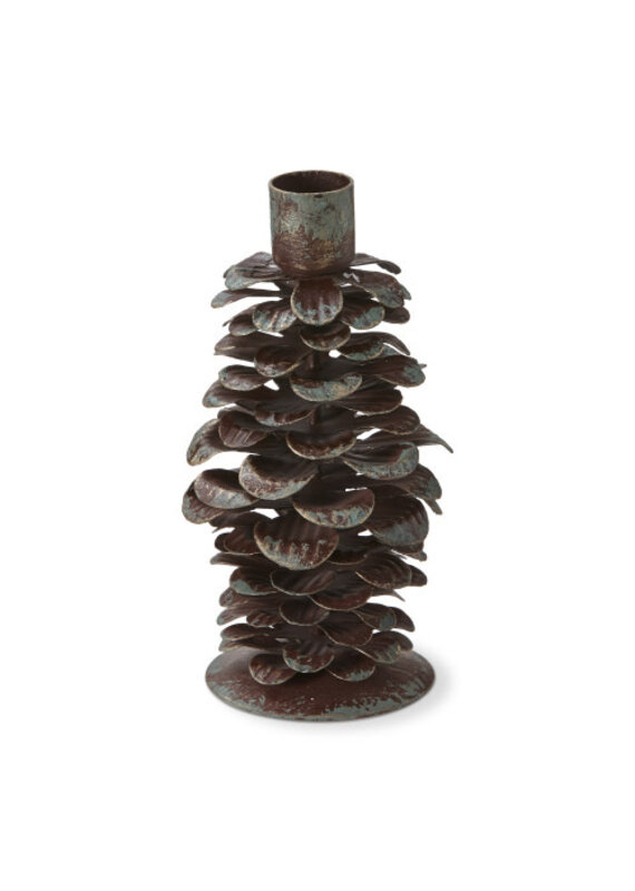 Handmade Metal Pinecone Taper Candle Holder | md